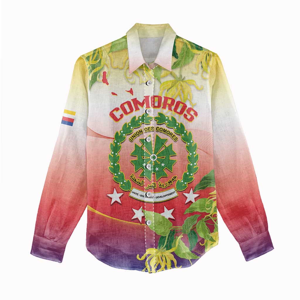 Personalized Comoros Women Casual Shirt Coat Of Arms Mix Ylang Ylang Flower LT14