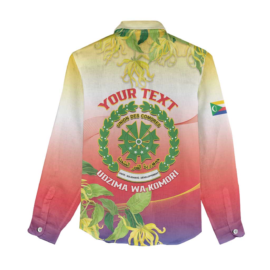 Personalized Comoros Women Casual Shirt Coat Of Arms Mix Ylang Ylang Flower LT14