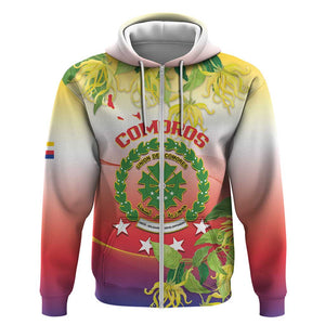 Personalized Comoros Zip Hoodie Coat Of Arms Mix Ylang Ylang Flower