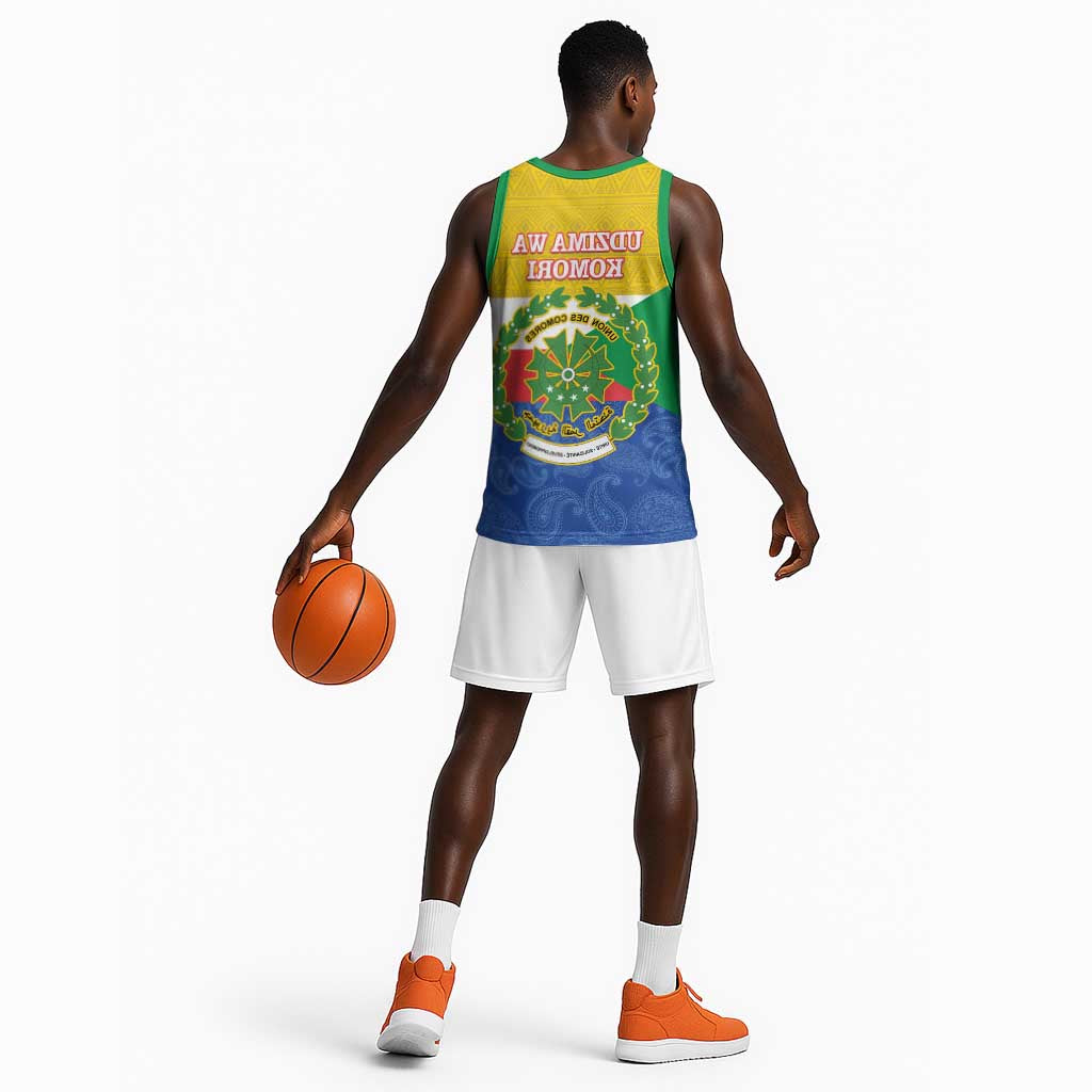 Afro Paisley Udzima wa Komori Basketball Jersey Comoros Is In My DNA - African Pride
