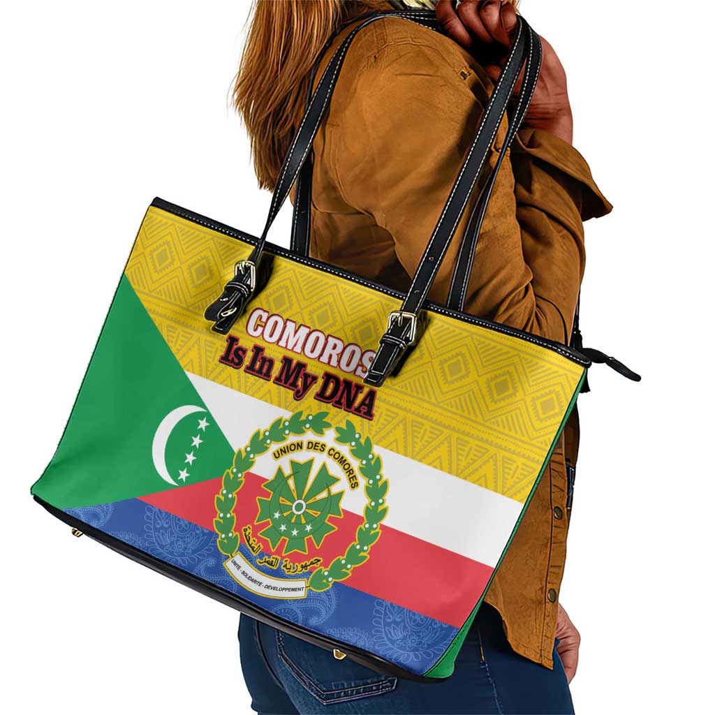 Afro Paisley Udzima wa Komori Leather Tote Bag Comoros Is In My DNA