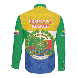 Afro Paisley Udzima wa Komori Long Sleeve Button Shirt Comoros Is In My DNA