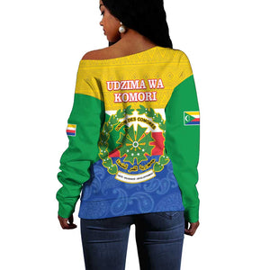 Afro Paisley Udzima wa Komori Off Shoulder Sweater Comoros Is In My DNA