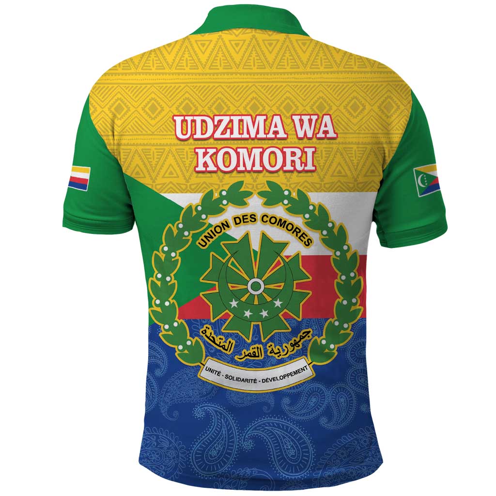 Afro Paisley Udzima wa Komori Polo Shirt Comoros Is In My DNA