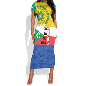 Afro Paisley Udzima wa Komori Short Sleeve Bodycon Dress Comoros Is In My DNA LT14