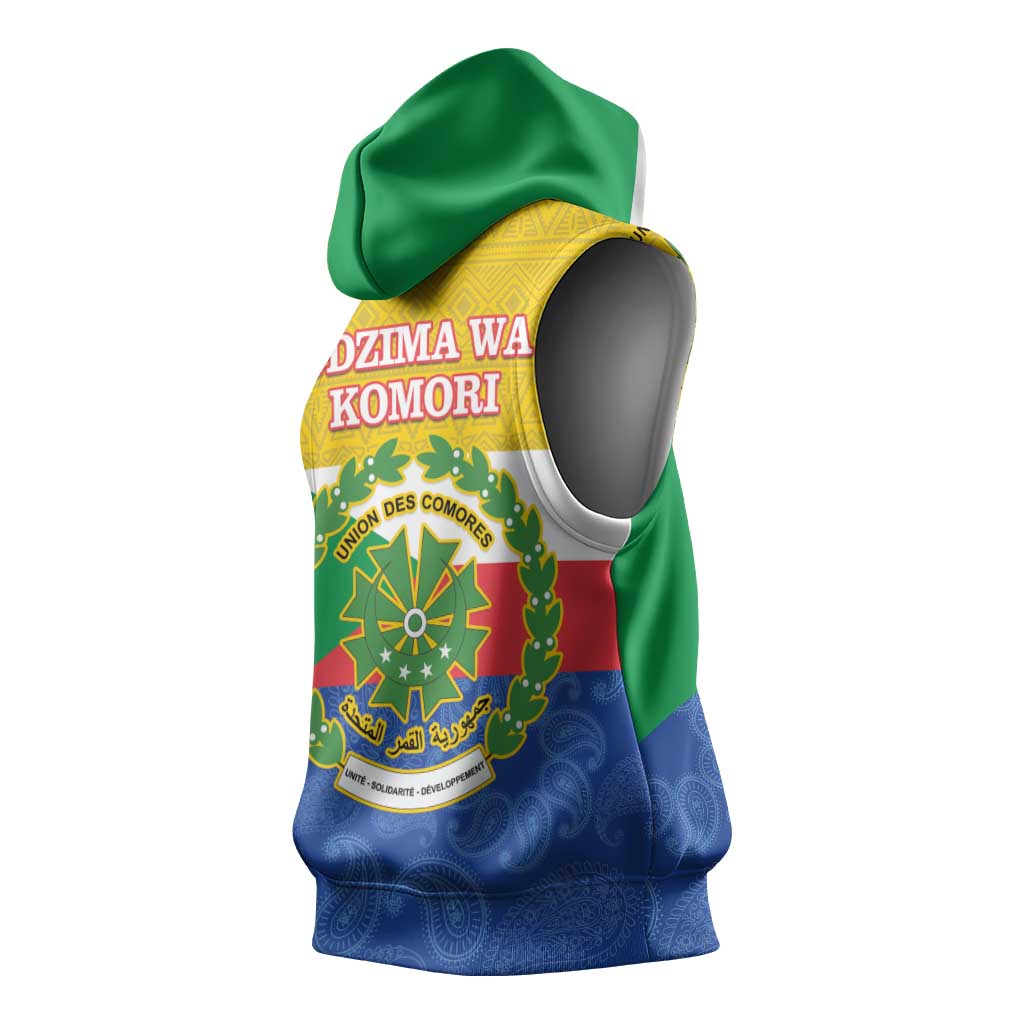 Afro Paisley Udzima wa Komori Sleeveless Hoodie Comoros Is In My DNA - African Pride