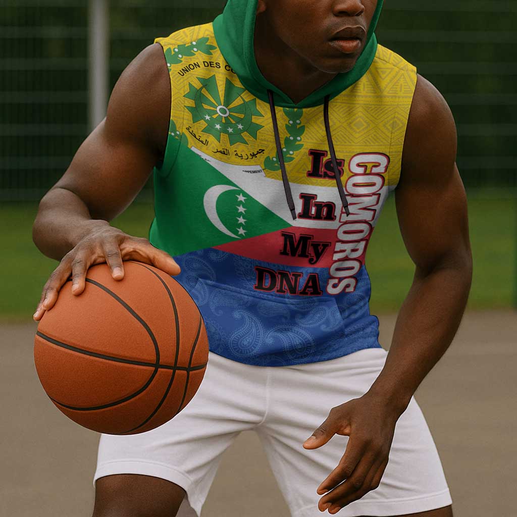 Afro Paisley Udzima wa Komori Sleeveless Hoodie Comoros Is In My DNA - African Pride