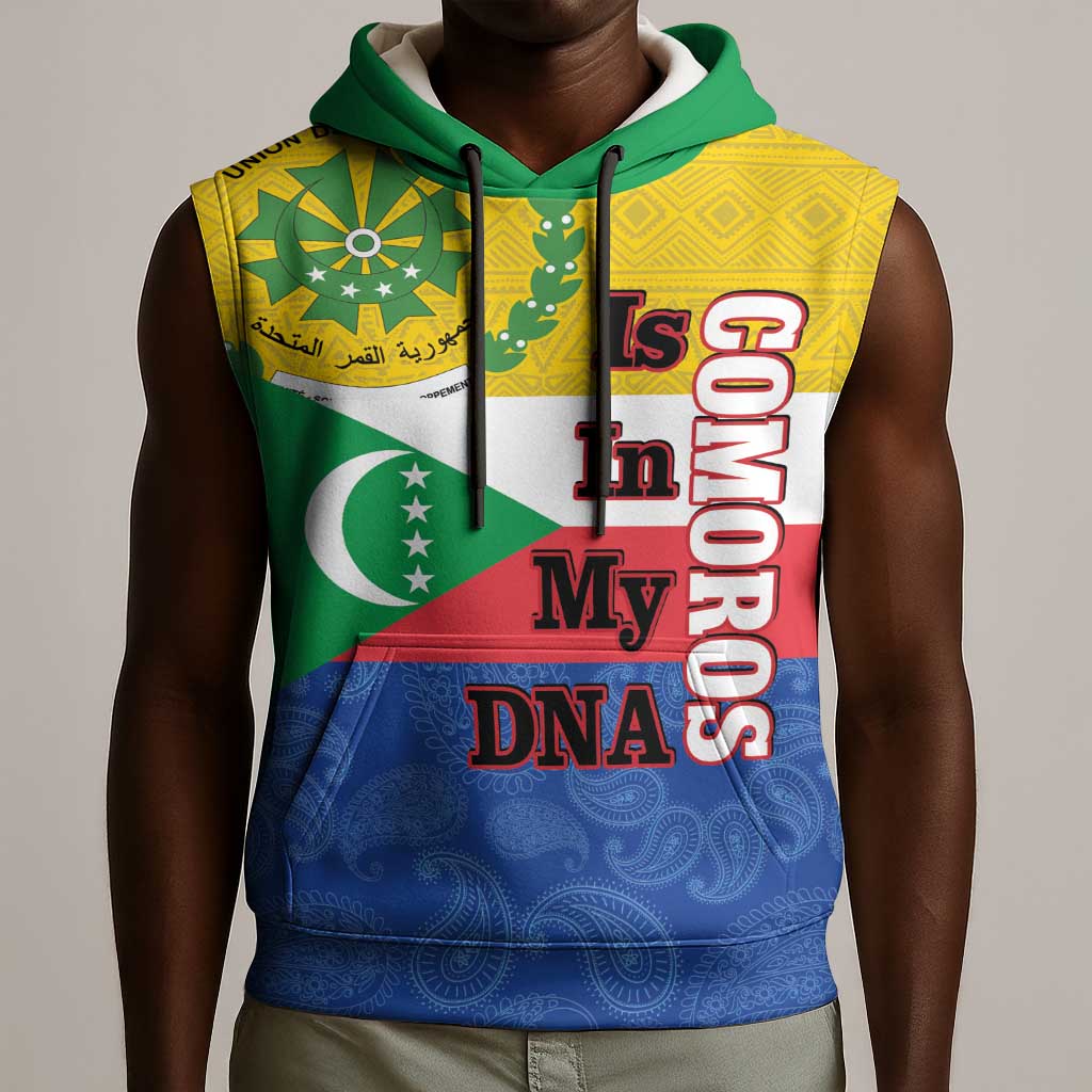 Afro Paisley Udzima wa Komori Sleeveless Hoodie Comoros Is In My DNA - African Pride