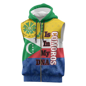 Afro Paisley Udzima wa Komori Sleeveless Zip Hoodie Comoros Is In My DNA - African Pride