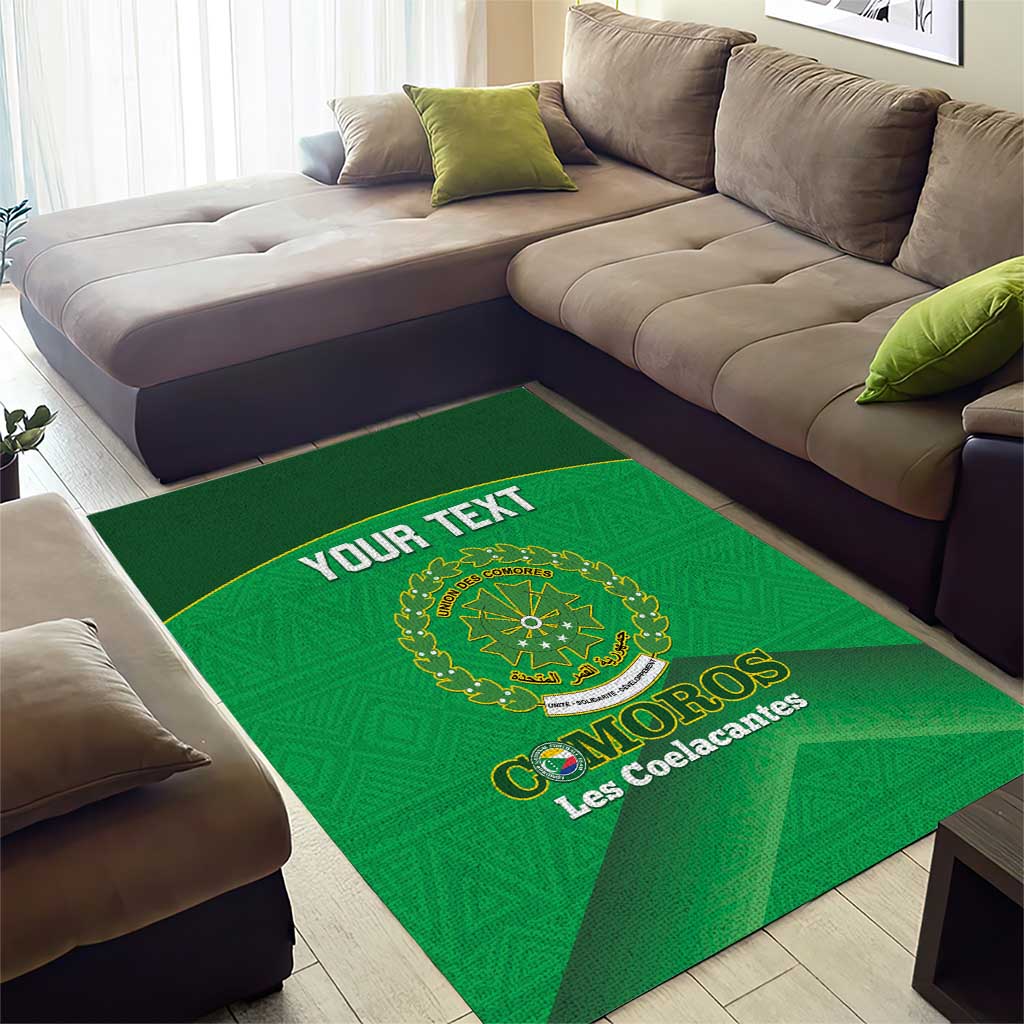 Custom Comoros Football Area Rug Allez Les Coelacantes