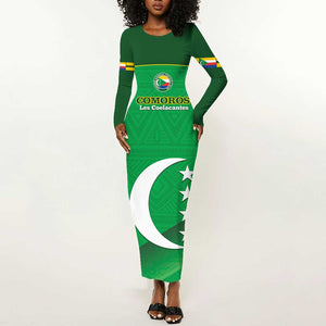 Custom Comoros Football Long Sleeve Bodycon Dress Allez Les Coelacantes LT14