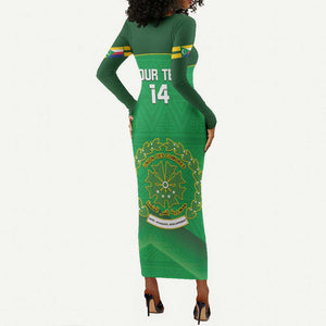 Custom Comoros Football Long Sleeve Bodycon Dress Allez Les Coelacantes LT14