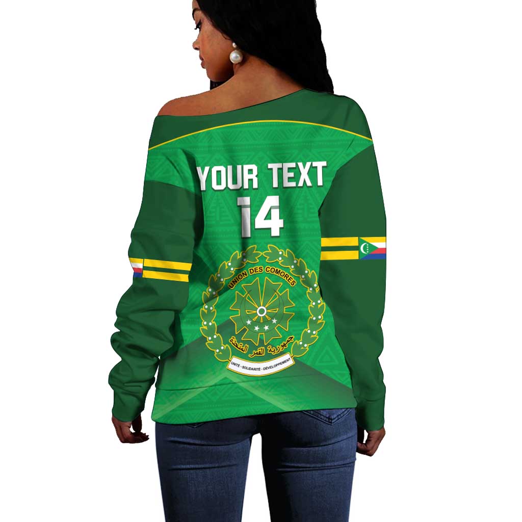 Custom Comoros Football Off Shoulder Sweater Allez Les Coelacantes