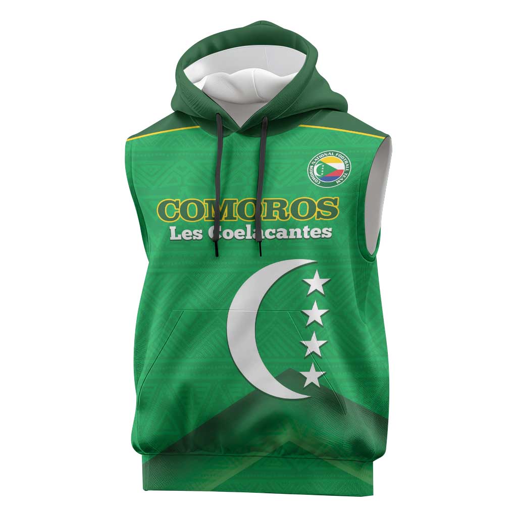 Custom Comoros Football Sleeveless Hoodie Allez Les Coelacantes - African Pride
