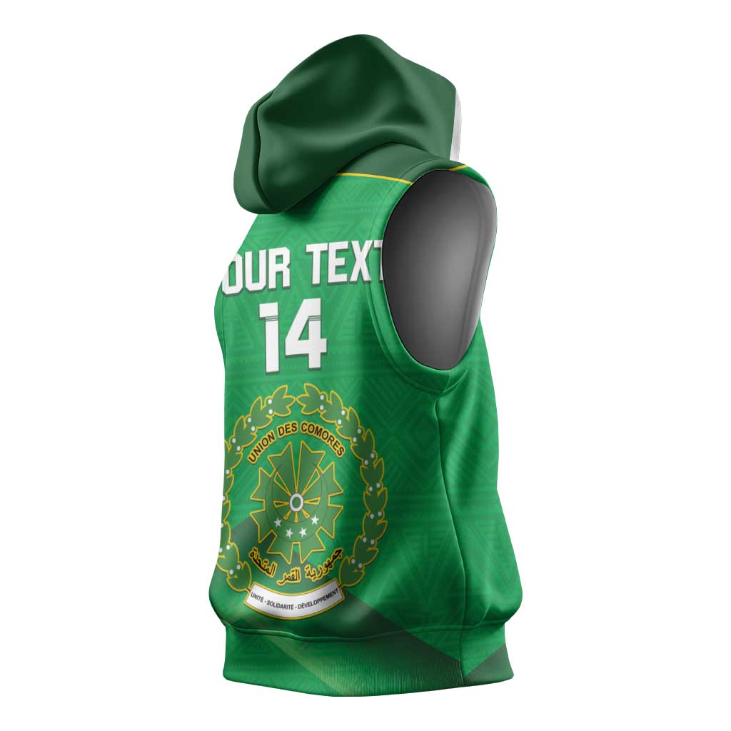 Custom Comoros Football Sleeveless Hoodie Allez Les Coelacantes - African Pride