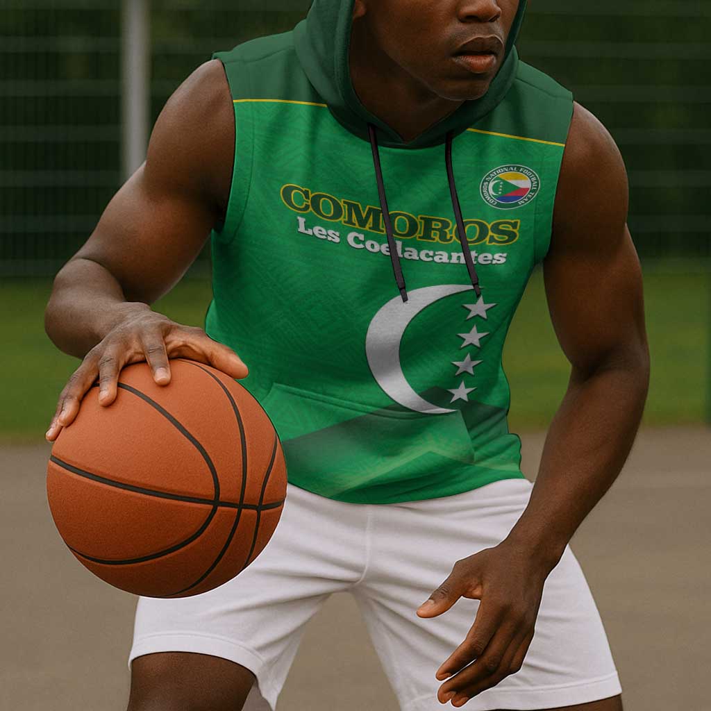 Custom Comoros Football Sleeveless Hoodie Allez Les Coelacantes - African Pride