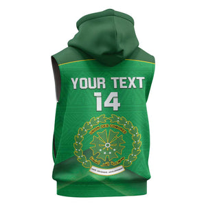Custom Comoros Football Sleeveless Zip Hoodie Allez Les Coelacantes - African Pride