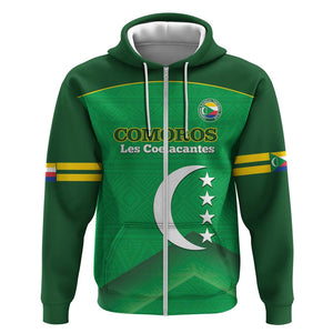 Custom Comoros Football Zip Hoodie Allez Les Coelacantes