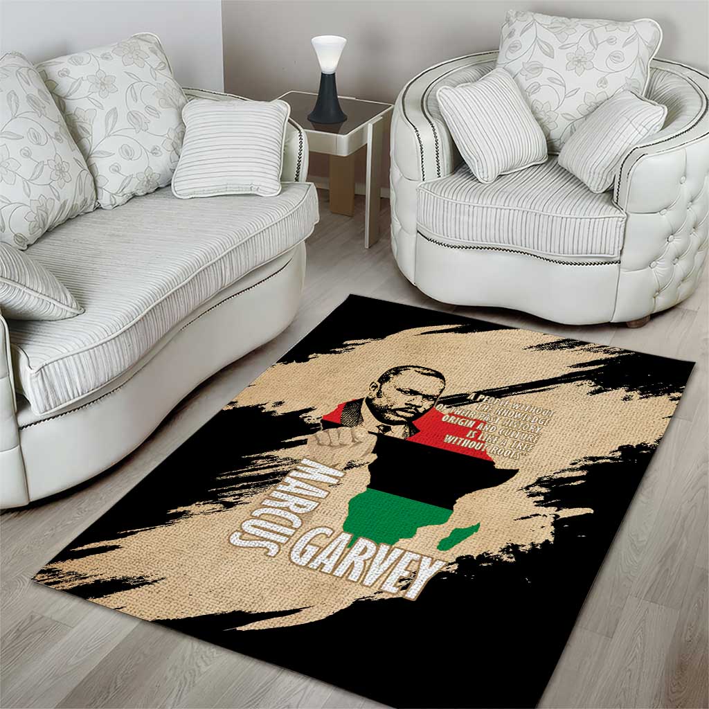 Marcus Garvey Day Area Rug UNIA Flag Mix African Map - African Pride