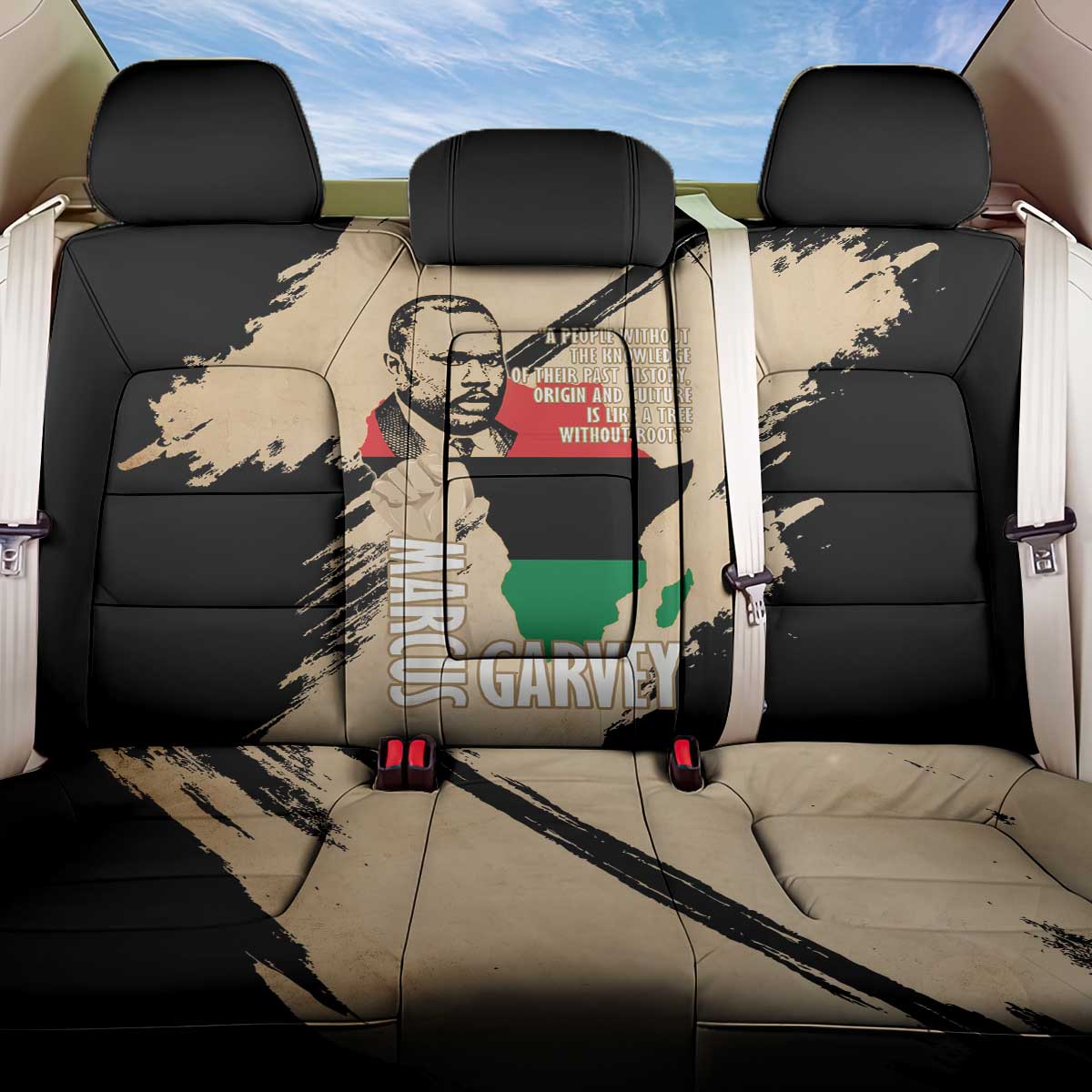 Marcus Garvey Day Back Car Seat Cover UNIA Flag Mix African Map - African Pride