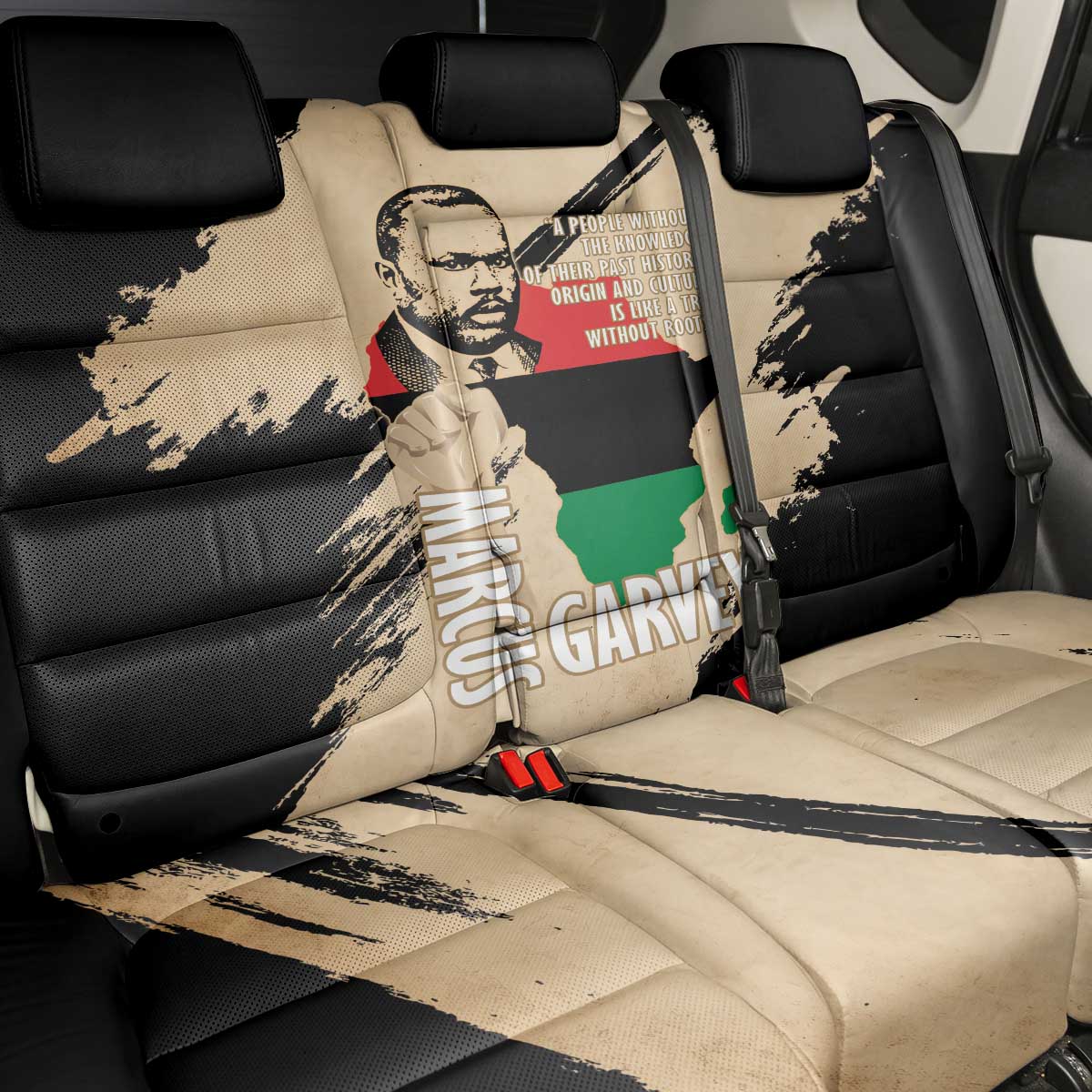 Marcus Garvey Day Back Car Seat Cover UNIA Flag Mix African Map - African Pride