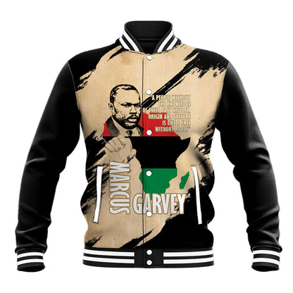 Marcus Garvey Day Baseball Jacket UNIA Flag Mix African Map - African Pride