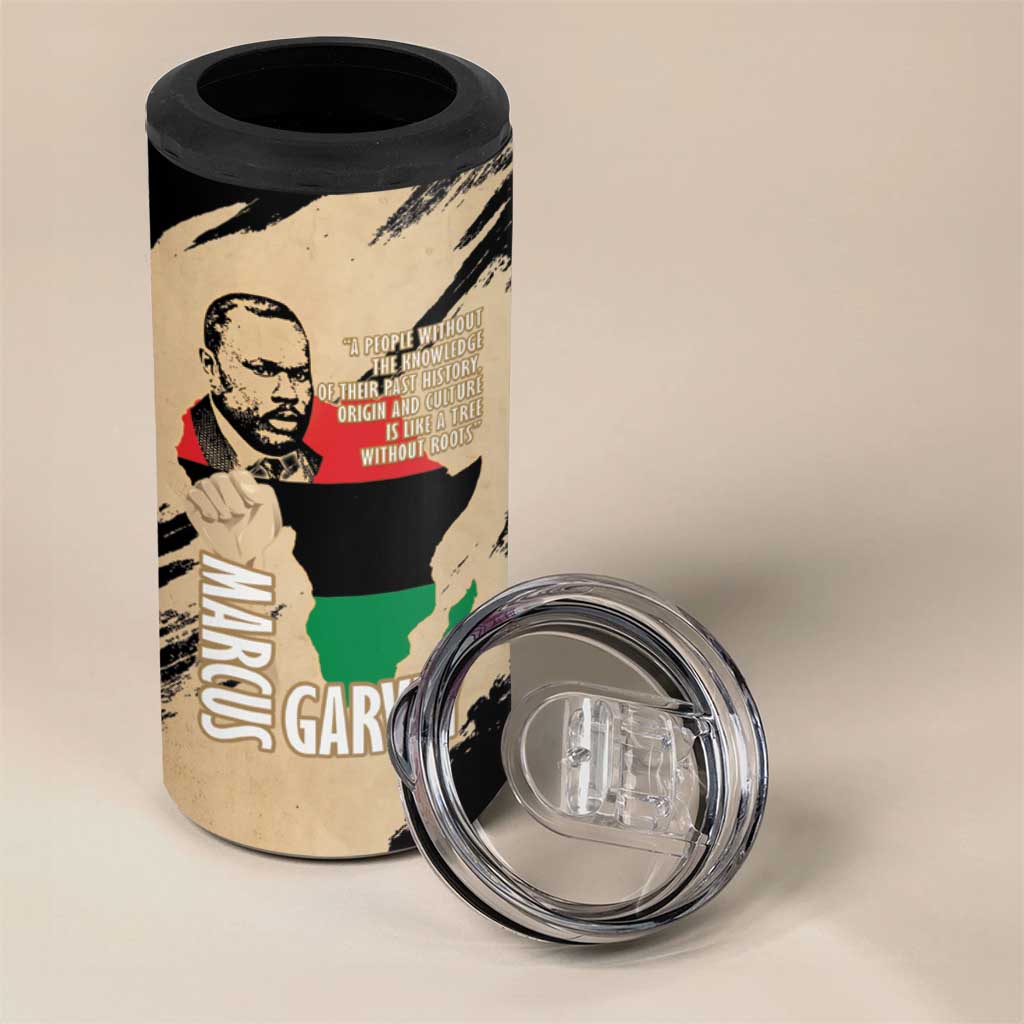 Marcus Garvey Day 4 in 1 Can Cooler Tumbler UNIA Flag Mix African Map - African Pride