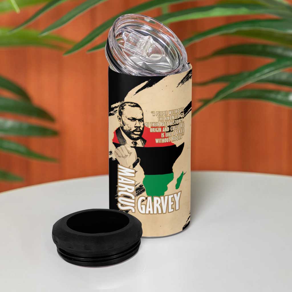 Marcus Garvey Day 4 in 1 Can Cooler Tumbler UNIA Flag Mix African Map - African Pride