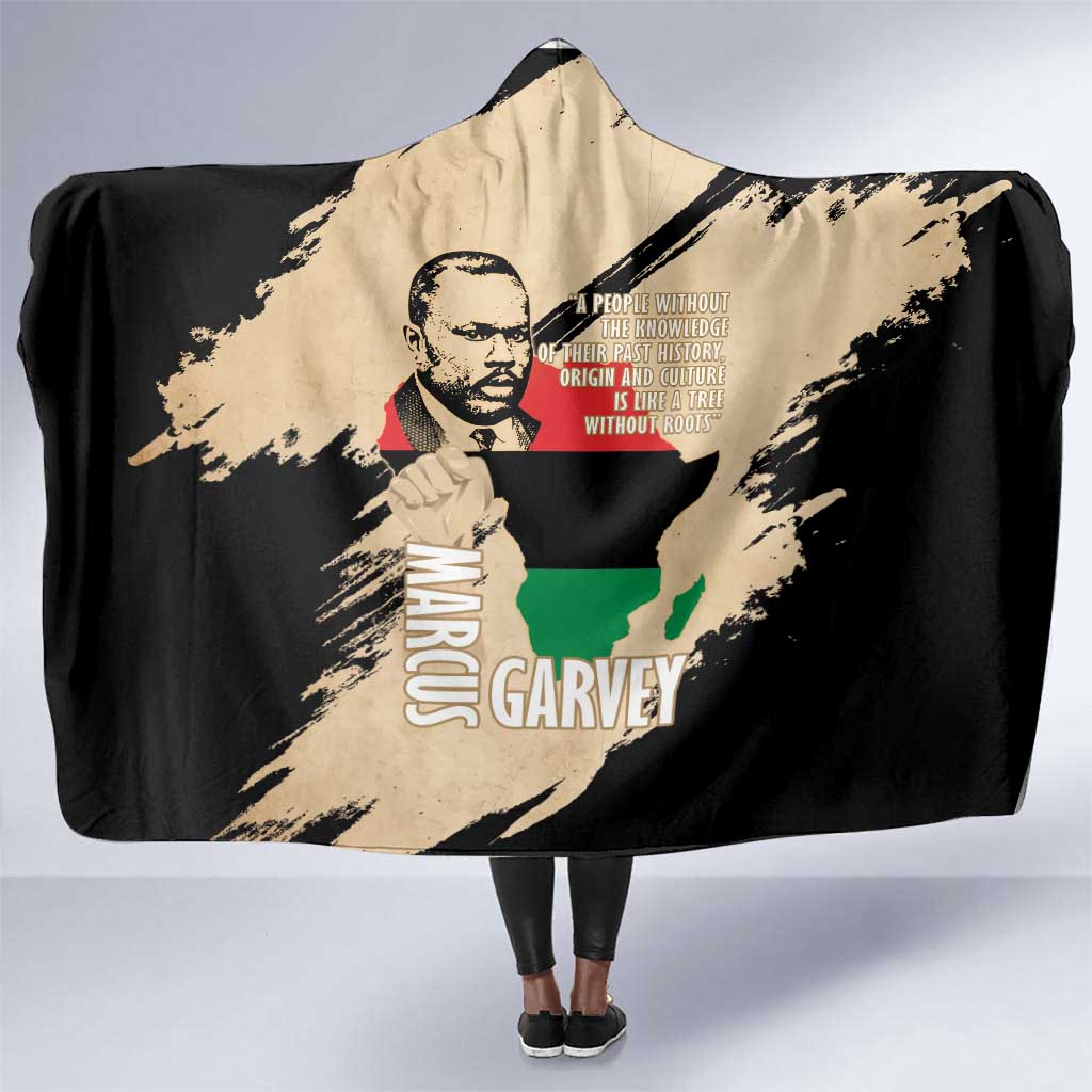 Marcus Garvey Day Hooded Blanket UNIA Flag Mix African Map - African Pride