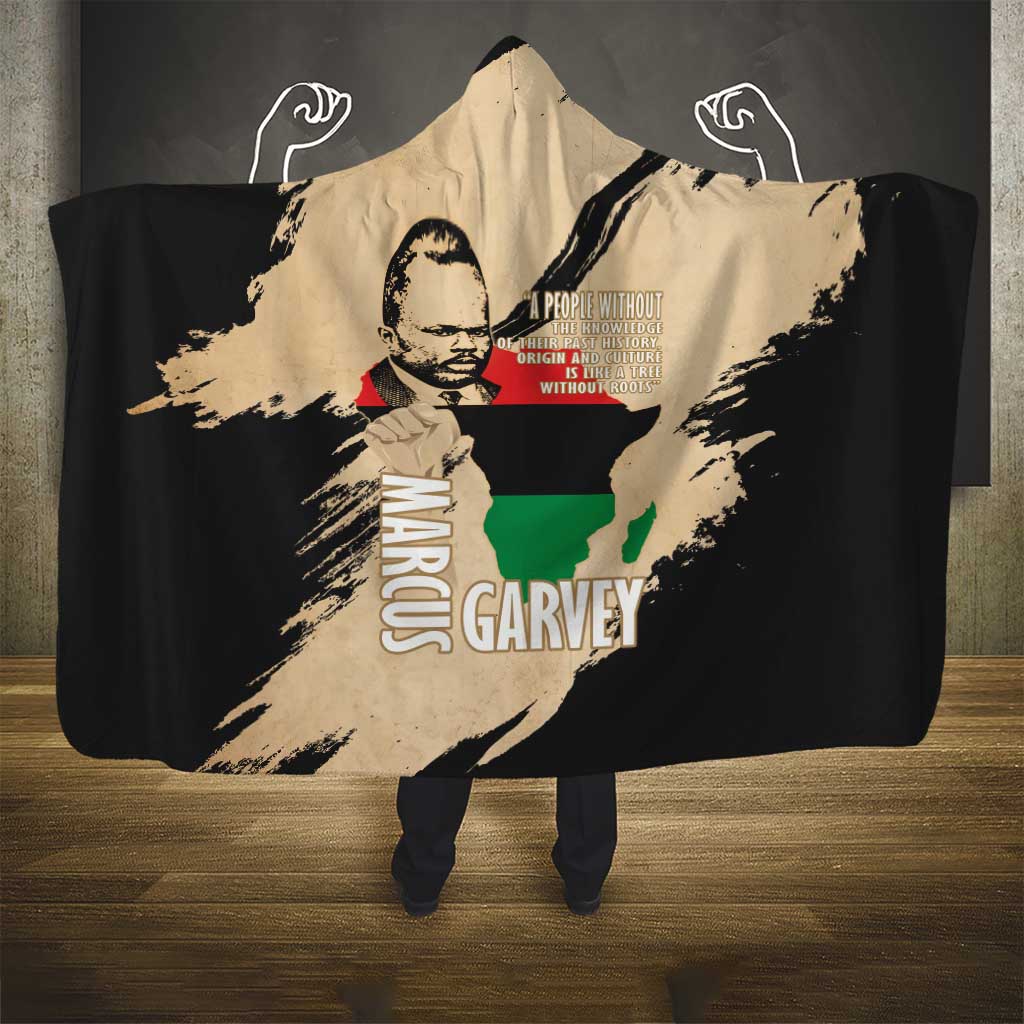 Marcus Garvey Day Hooded Blanket UNIA Flag Mix African Map - African Pride