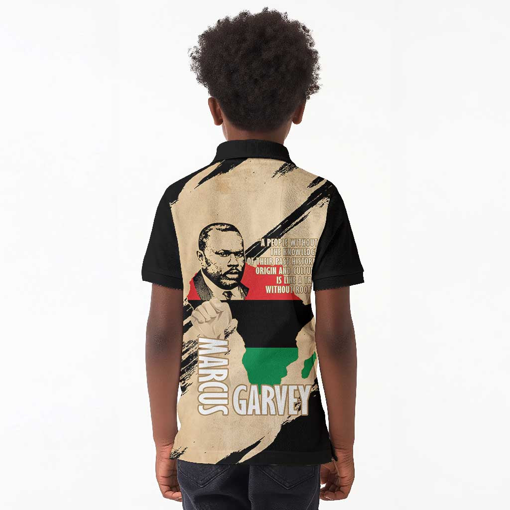 Marcus Garvey Day Kid Polo Shirt UNIA Flag Mix African Map - African Pride