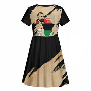 Marcus Garvey Day Kid Short Sleeve Dress UNIA Flag Mix African Map - African Pride