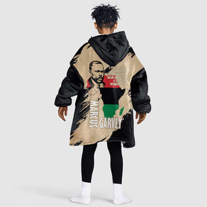 Marcus Garvey Day Kid Wearable Blanket Hoodie UNIA Flag Mix African Map - African Pride