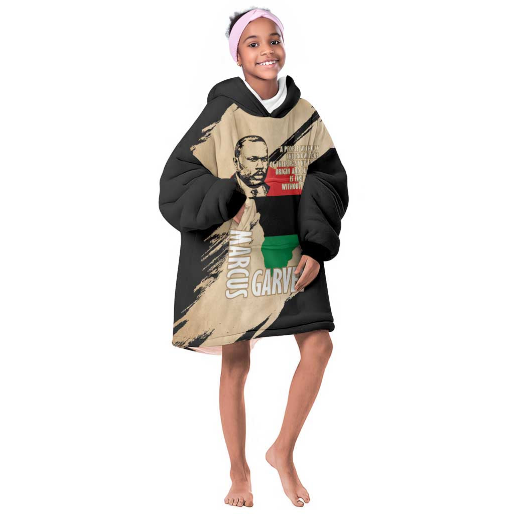 Marcus Garvey Day Kid Wearable Blanket Hoodie UNIA Flag Mix African Map - African Pride