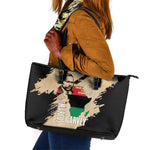 Marcus Garvey Day Leather Tote Bag UNIA Flag Mix African Map - African Pride