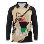 Marcus Garvey Day Long Sleeve Polo Shirt UNIA Flag Mix African Map - African Pride