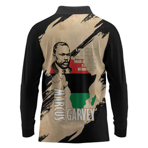 Marcus Garvey Day Long Sleeve Polo Shirt UNIA Flag Mix African Map - African Pride