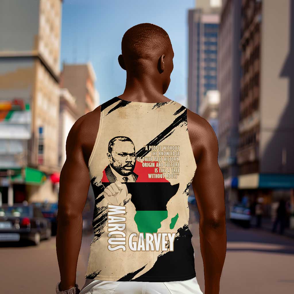 Marcus Garvey Day Men Tank Top UNIA Flag Mix African Map - African Pride