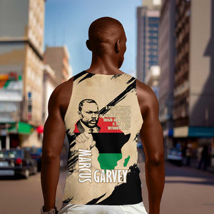 Marcus Garvey Day Men Tank Top UNIA Flag Mix African Map - African Pride