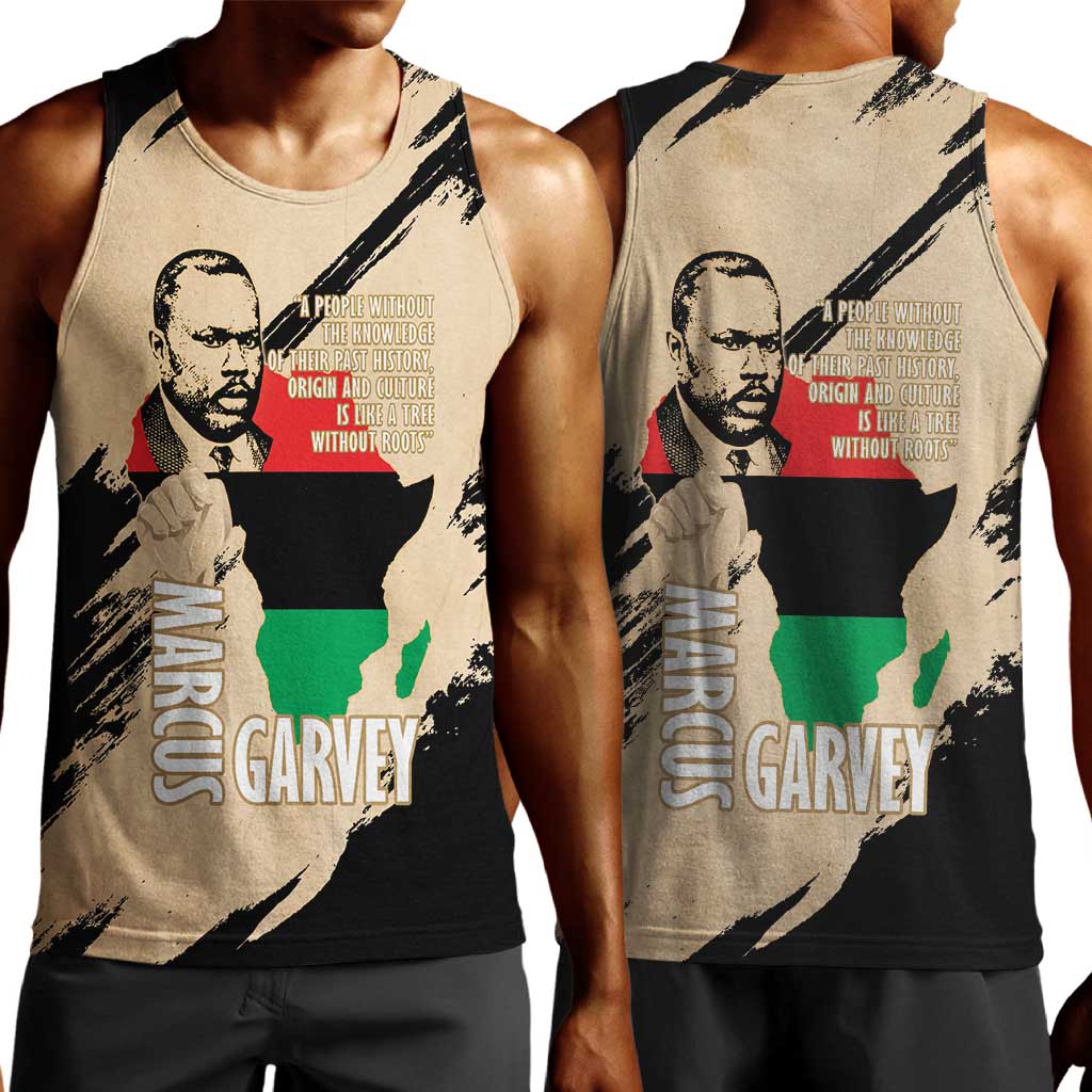 Marcus Garvey Day Men Tank Top UNIA Flag Mix African Map - African Pride
