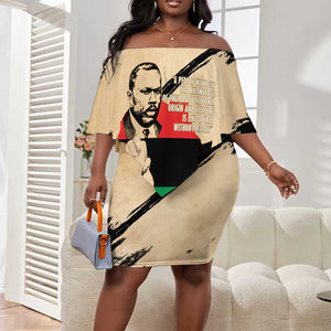 Marcus Garvey Day Off Shoulder Short Dress UNIA Flag Mix African Map - African Pride