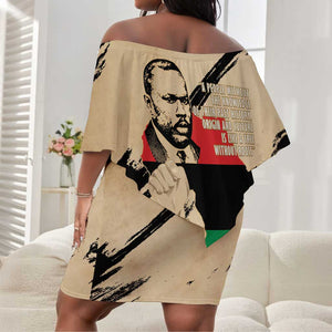 Marcus Garvey Day Off Shoulder Short Dress UNIA Flag Mix African Map - African Pride