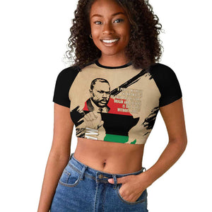 Marcus Garvey Day Raglan Cropped T shirt UNIA Flag Mix African Map - African Pride