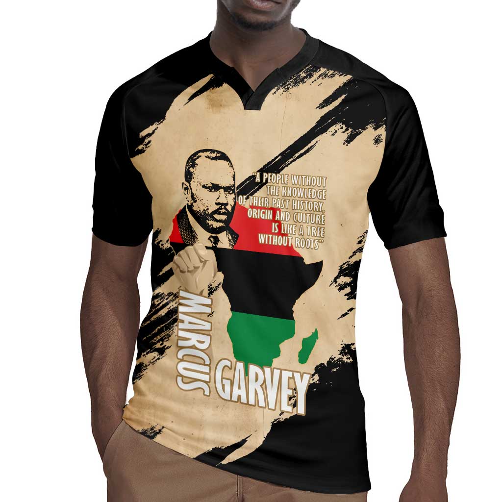 Marcus Garvey Day Rugby Jersey UNIA Flag Mix African Map - African Pride