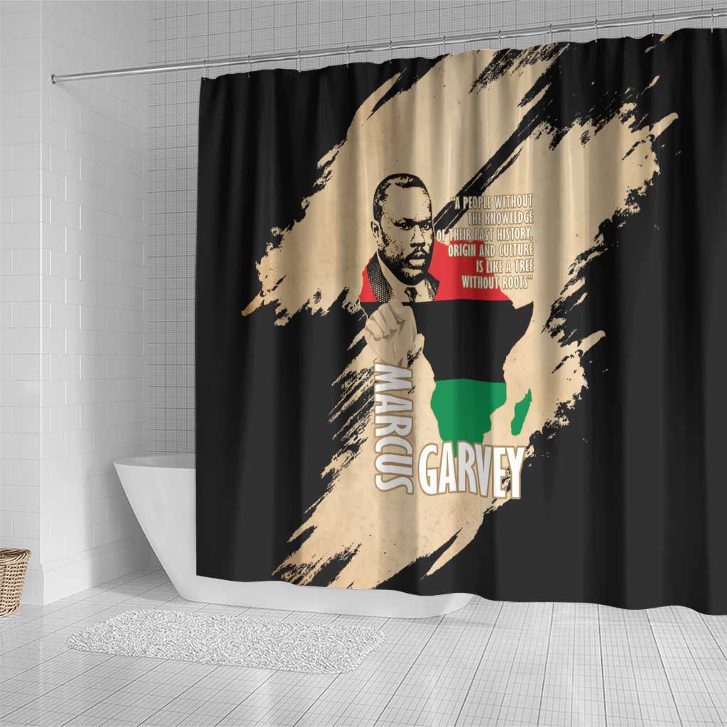 Marcus Garvey Day Shower Curtain UNIA Flag Mix African Map - African Pride