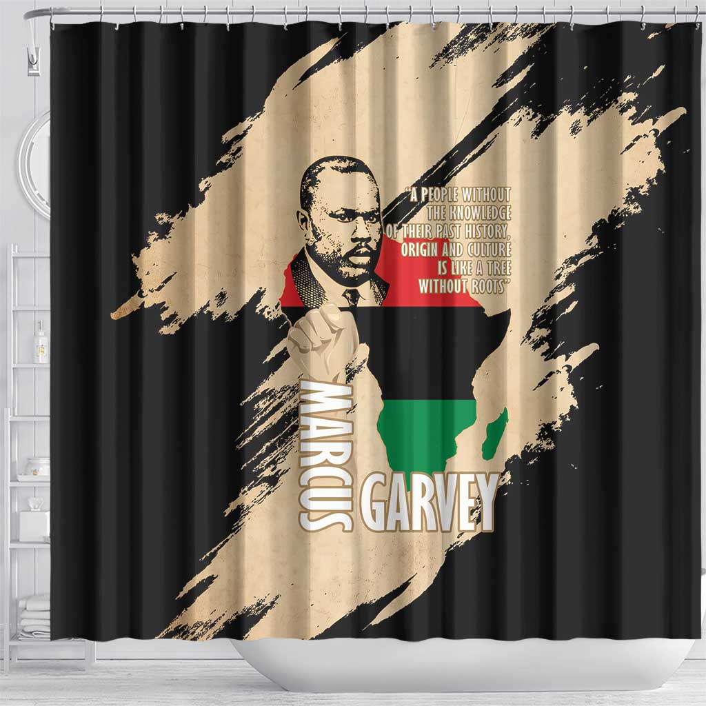 Marcus Garvey Day Shower Curtain UNIA Flag Mix African Map - African Pride