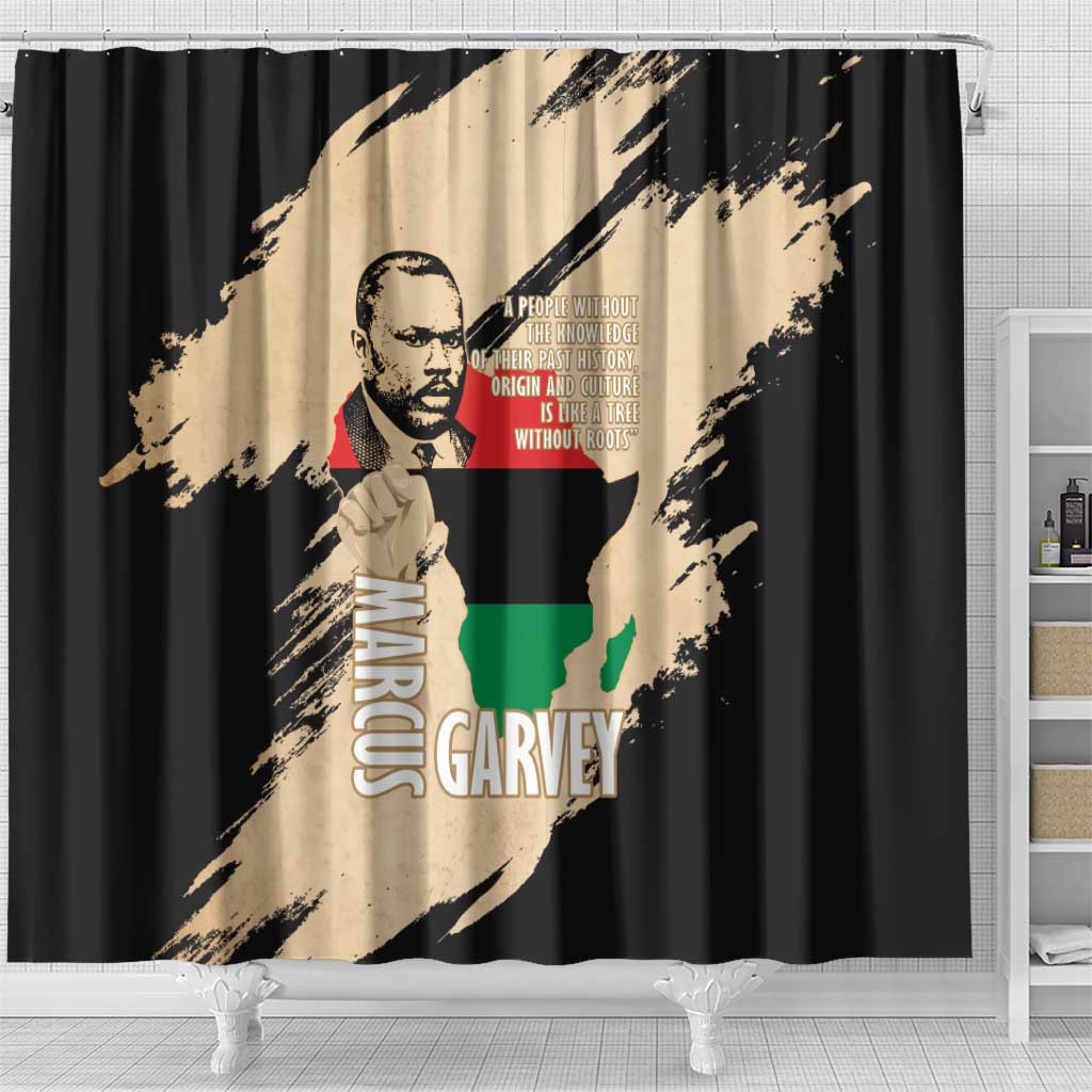Marcus Garvey Day Shower Curtain UNIA Flag Mix African Map - African Pride