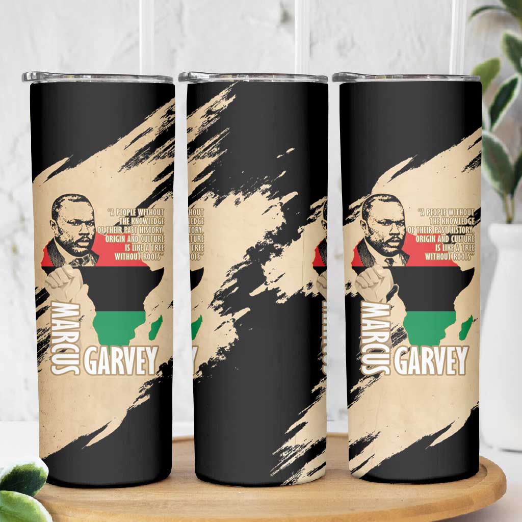 Marcus Garvey Day Skinny Tumbler UNIA Flag Mix African Map - African Pride