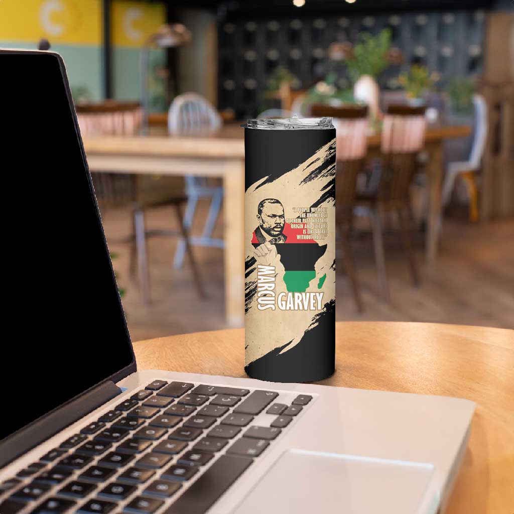 Marcus Garvey Day Skinny Tumbler UNIA Flag Mix African Map - African Pride