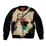 Marcus Garvey Day Sleeve Zip Bomber Jacket UNIA Flag Mix African Map - African Pride